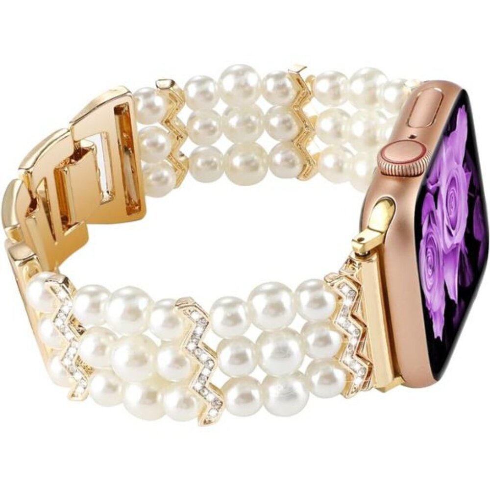 NEW  Pearl Beaded  Rhinestone Apple Watch Band